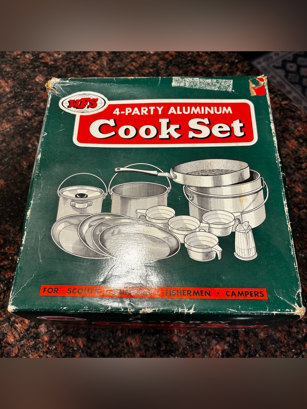 Vintage WFS NO. 106 4 Party Aluminum Cook Set Camping Hunting Scouts Vintage